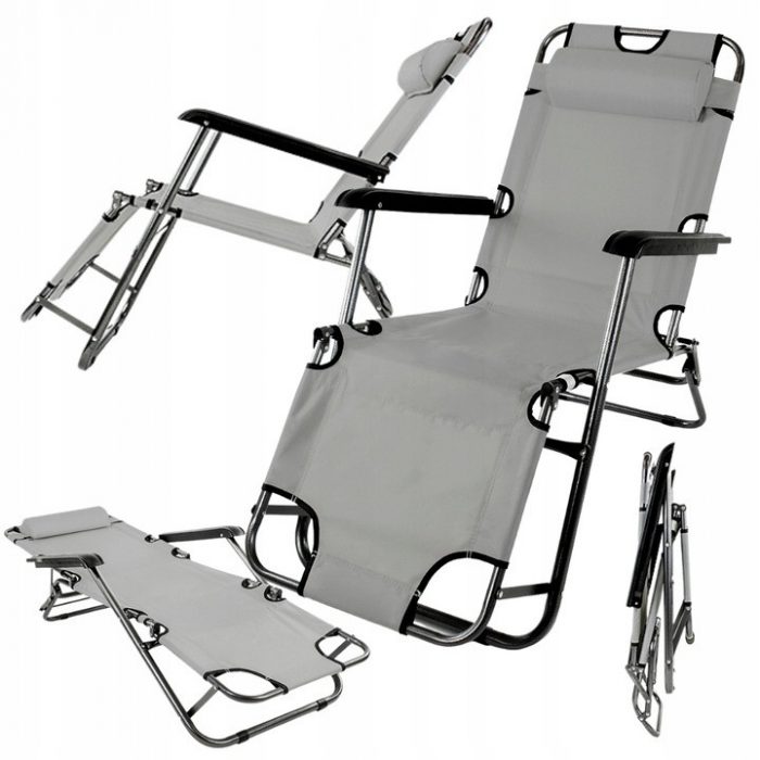 Розкладний пляжний лежак 2 в 1 графіт Sandos SEGGO-Комфорт та зручність для відпочинку на пляжі та в саду - Зображення 2