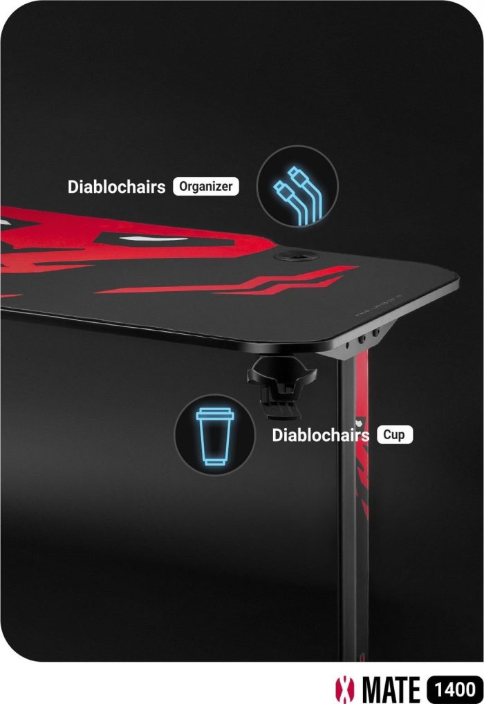 Геймерський стіл Diablo Chairs X-Mate 1400 Red 140x66 см - Зображення 10
