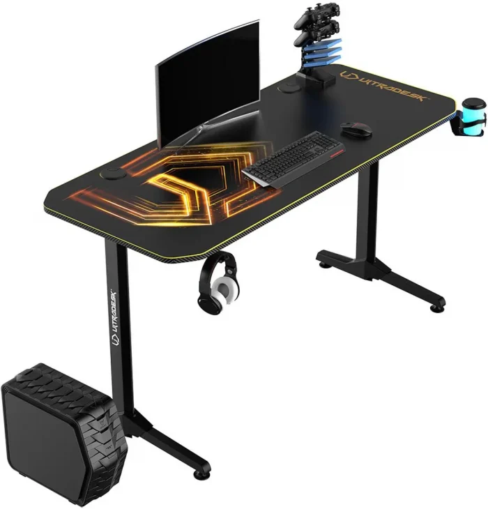 ІГРОВИЙ КОМП'ЮТЕРНИЙ СТІЛ 140x60 см ULTRADESK FRAG + PAD Gold-Стильний та функціональний - Зображення 4