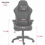 Геймерське крісло KRAKEN Feyton тканина чорне-Ідеальний Комфорт для Тривалих Ігор - Зображення 5