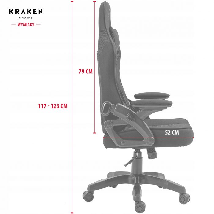 Геймерське крісло KRAKEN Feyton тканина чорне-Ідеальний Комфорт для Тривалих Ігор - Зображення 6