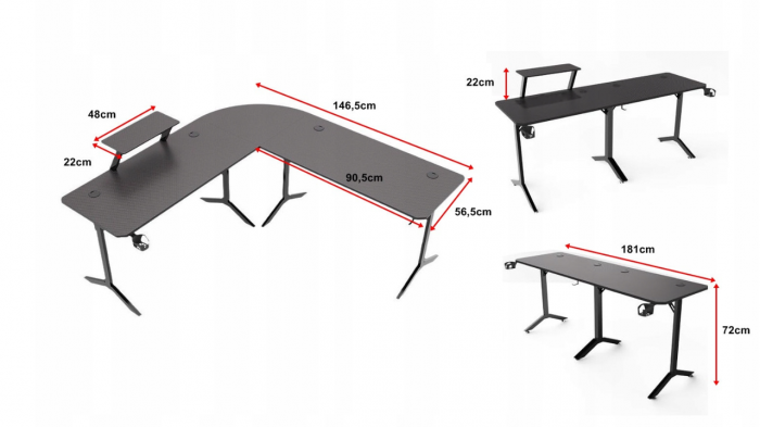 Геймерський стіл Atos Carbon 146х56 см Стиль, функціональність та комфорт - Зображення 6