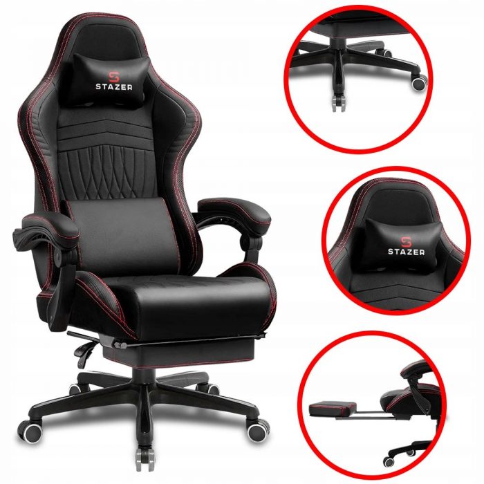 Геймерське крісло STAZER EAGLE Чорно-червоний-ідеальний комфорт для тривалих ігор - Зображення 2