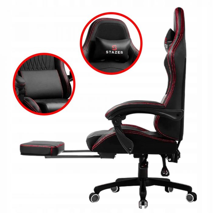 Геймерське крісло STAZER EAGLE Чорно-червоний-ідеальний комфорт для тривалих ігор - Зображення 3
