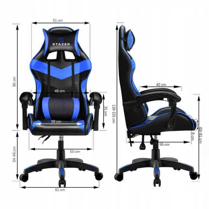 Геймерське крісло STAZER Coliber Чорно-синій-Ідеальний Комфорт для Тривалих Ігор - Зображення 4