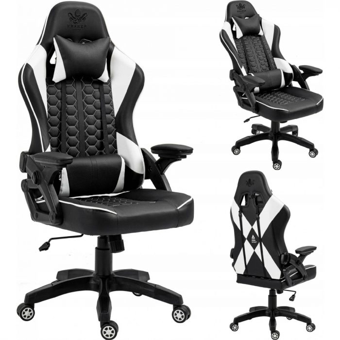 Геймерське крісло KRAKEN Feyton чорно-білий-стильний дизайн та максимальний комфорт - Зображення 2