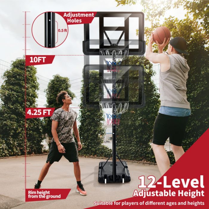Adjustable_Portable_Basketball_Hoop_Stand_with_Backboard_Wheels-8 Набір баскетбольний Costway SP37743 Ідеальне поєднання якості та стилю для вашого майданчика - Зображення 6