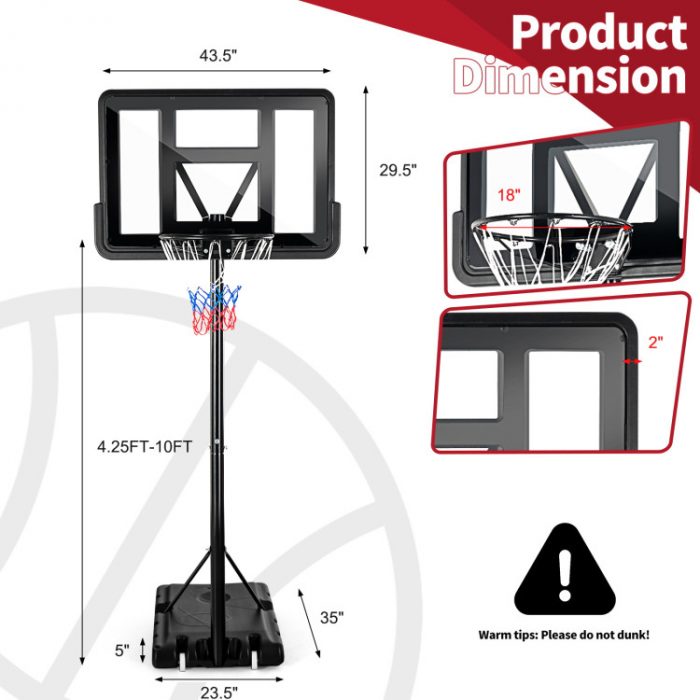 Adjustable_Portable_Basketball_Hoop_Stand_with_Backboard_Wheels_size-5 Набір баскетбольний Costway SP37743 Ідеальне поєднання якості та стилю для вашого майданчика - Зображення 3