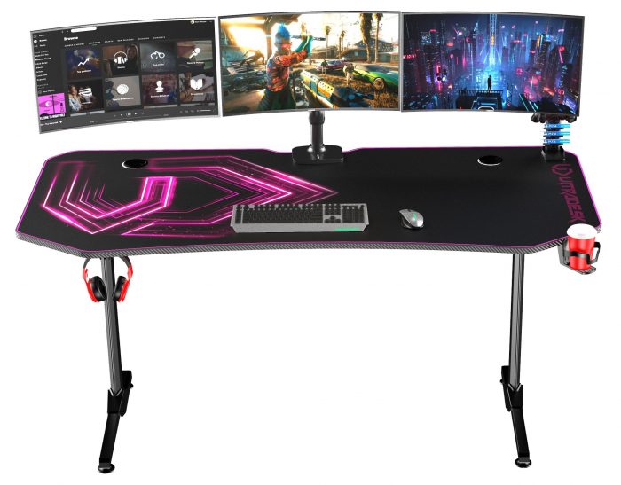 Ігровий комп'ютерний стіл ULTRADESK FRAG Xxl Pink 160x75 см-Стильний та просторий - Зображення 2