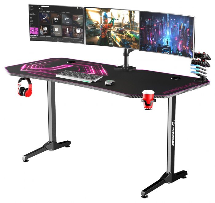 Ігровий комп'ютерний стіл ULTRADESK FRAG Xxl Pink 160x75 см-Стильний та просторий - Зображення 3