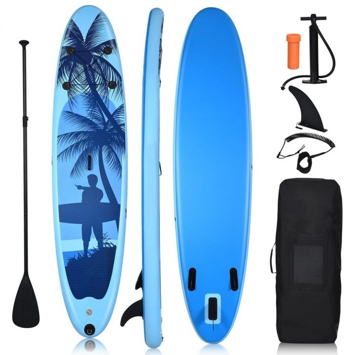 Deska-SUP-pompowana-stand-up-z-wioslem-297-cm Дошка SUP Costway SP37089-S з веслом 297 см- компактний варіант для активного відпочинку на воді - Зображення 1
