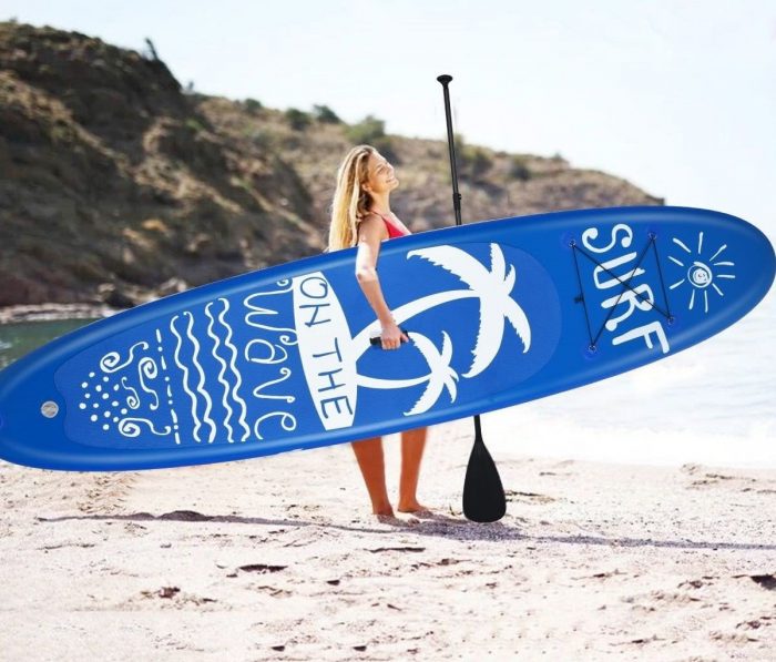 Deska-SUP-pompowana-stand-up-z-wioslem-305-cm-3 Дошка SUP Costway SP37090-M з веслом 305 см- ідеальний вибір для стабільності та комфорту на воді - Зображення 4