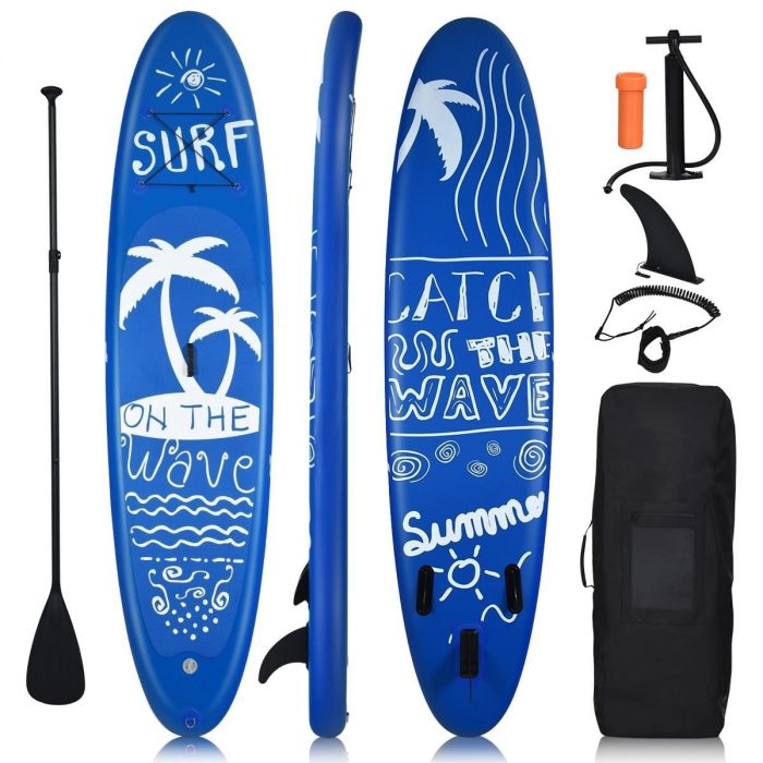 Deska-SUP-pompowana-stand-up-z-wioslem-305-cm Дошка SUP Costway SP37090-M з веслом 305 см- ідеальний вибір для стабільності та комфорту на воді - Зображення 1