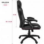Геймерське крісло KRAKEN DRAKON екошкіра чорне-елегантний дизайн і комфорт - Зображення 6