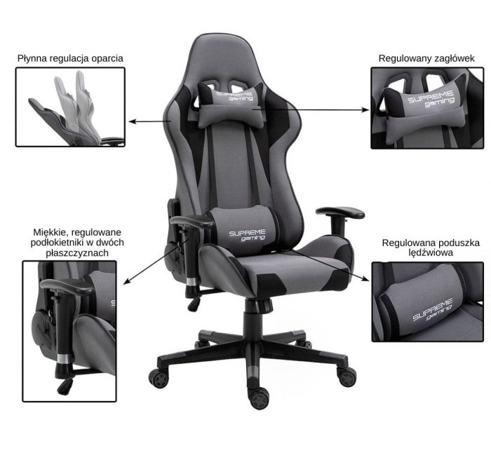 Геймерське крісло EXTREME PlayMaker сіро-чорне-Елегантний дизайн та комфорт - Зображення 2