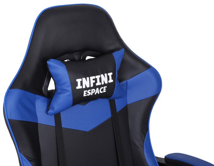 Геймерське крісло INFINI ESPACE чорно-синє-Комфорт і підтримка для інтенсивних ігор та роботи в стильному дизайні - Зображення 8
