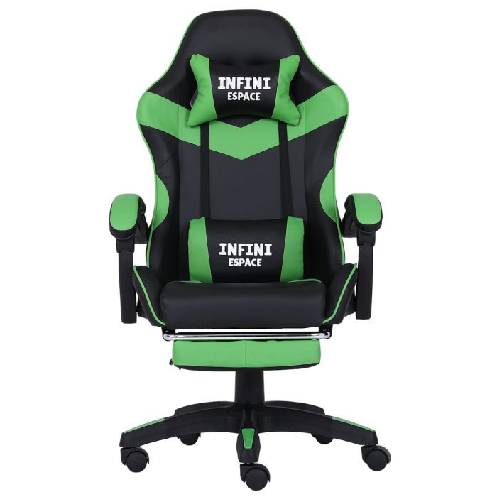 Геймерське крісло INFINI ESPACE чорно-зелене-Динамічний дизайн і комфорт для тривалих ігрових сесій - Зображення 3
