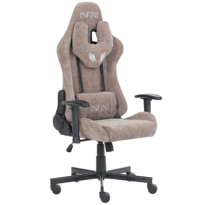 Геймерське крісло INFINI Luxor світло-коричневе-Розкішний дизайн і комфорт - Зображення 4