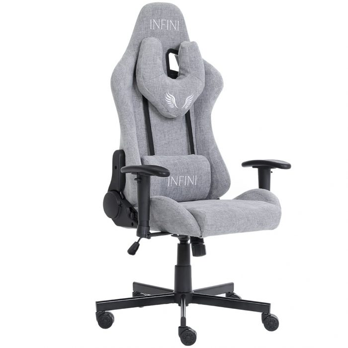 Геймерське крісло INFINI Luxor світло-сіре- Елегантний дизайн і комфорт - Зображення 3