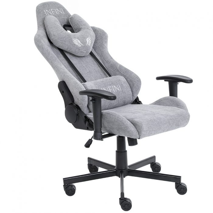 Геймерське крісло INFINI Luxor світло-сіре- Елегантний дизайн і комфорт - Зображення 4