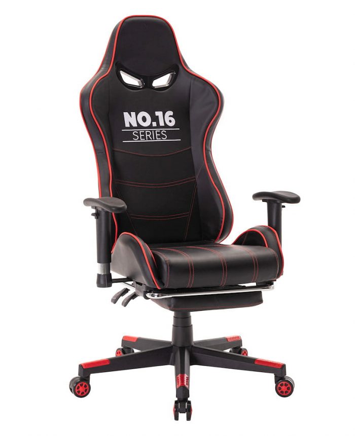Геймерське крісло Infini series No.16 Gaming Chair чорно-червоне-Стиль, комфорт і підтримка для тривалих ігрових сесій - Зображення 4