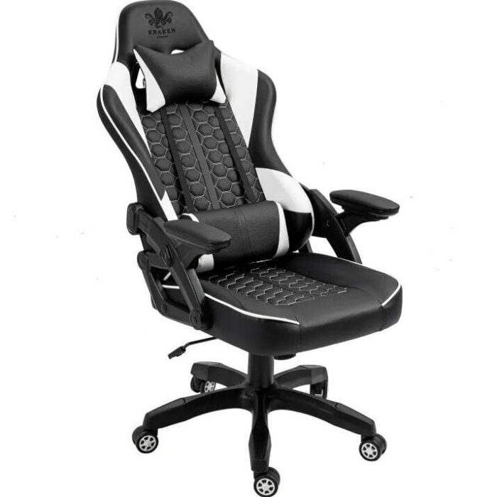 Геймерське крісло KRAKEN Feyton чорно-білий-стильний дизайн та максимальний комфорт - Зображення 5