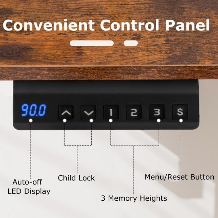 Геймерський стіл електричний Costway 120 x 60 см коричневий - Зображення 4