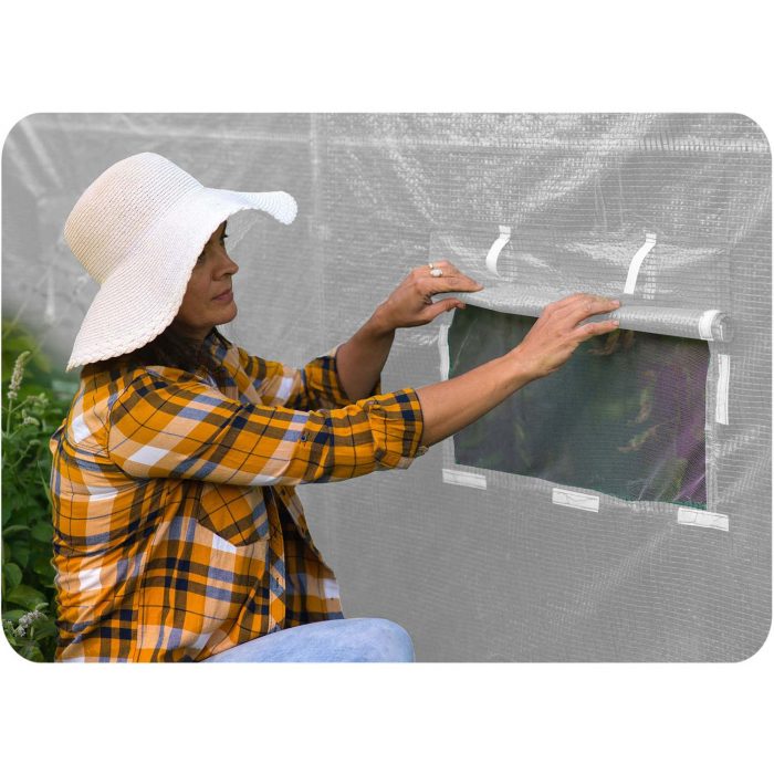 Теплиця садова 3 x 4,5 м (13,5 м²) біла Plonos - Захист та тепло для рослин - Зображення 10