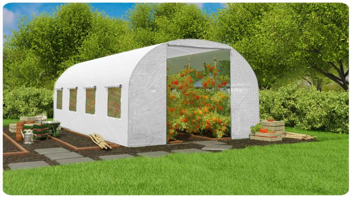 Теплиця садова 3 x 4,5 м (13,5 м²) біла Plonos - Оптимальний мікроклімат для рослин - Зображення 9