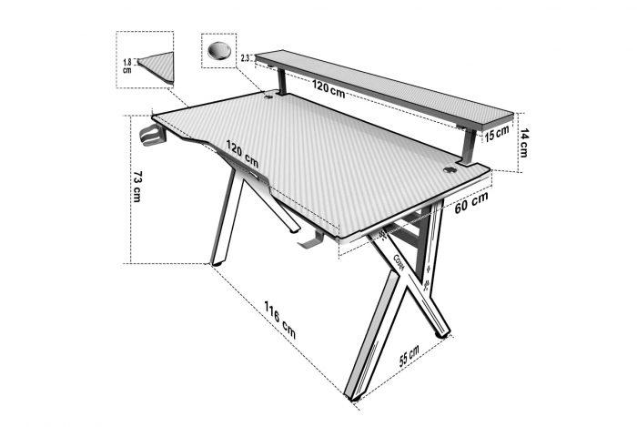 Геймерський стіл CRF4011RGB Білий - Зображення 3