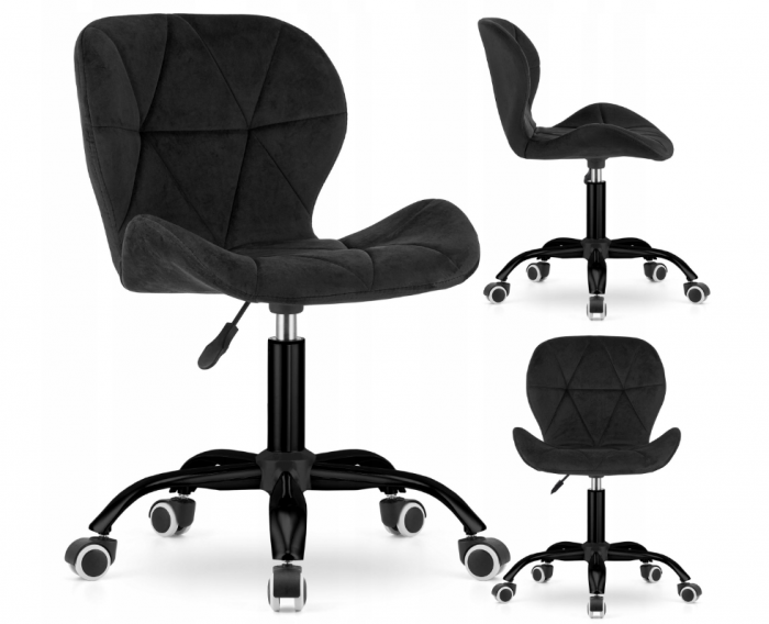 Офісний обертовий стілець Lugano чорний оксамит - Зображення 2