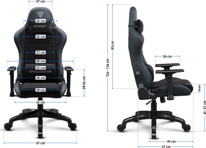 Крісло SENSE7 Spellcaster FUKU PU чорний Елегантний стиль та комфорт для геймерів - Зображення 8