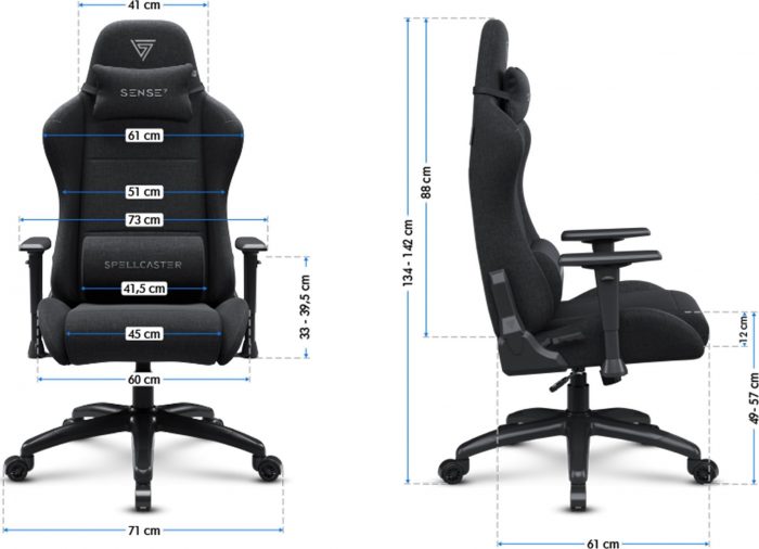 SENSE7 Spellcaster FUKU XL тканинне крісло чорний Простір, комфорт і стиль для геймерів - Зображення 8