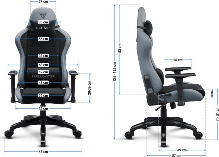 SENSE7 Spellcaster Fuku PU Крісло чорний/сірий - Зображення 7