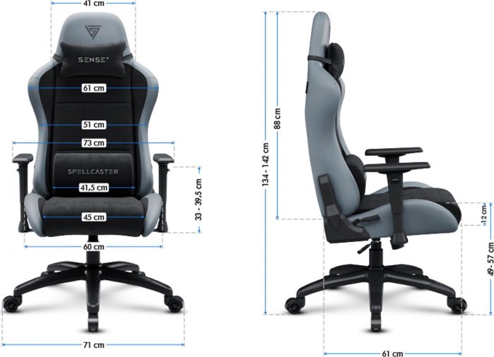 SENSE7 Spellcaster FUKU XL PU Крісло чорний/сірий Ідеальне поєднання комфорту та стилю для геймерів" - Зображення 9