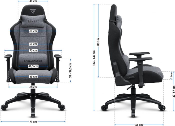 SENSE7 Spellcaster FUKU XL тканинне крісло чорно-сірий Максимальний комфорт і стиль для геймерів - Зображення 9