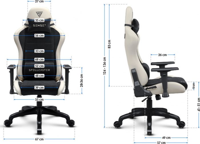 SENSE7 Spellcaster FUKU PU Крісло чорний/бежевий Ідеальний комфорт і елегантний дизайн для геймерів - Зображення 9