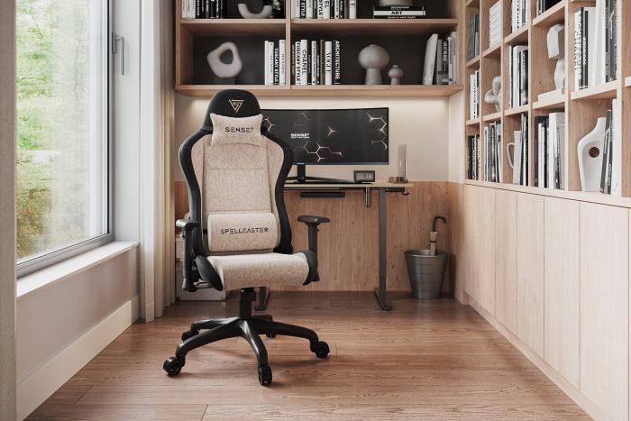 Тканинне крісло SENSE7 Spellcaster FUKU чорно-бежевий Динамічний дизайн та комфорт для геймерів - Зображення 2