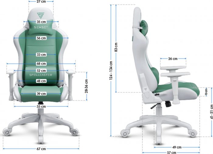 13182093_16_f SENSE7 Spellcaster FUKU PU Крісло білий/зелений Стиль і комфорт для геймерів у яскравих кольорах - Зображення 9