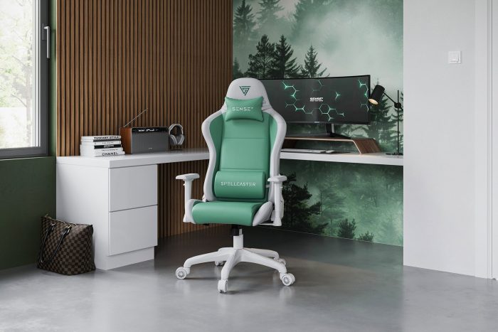 13182093_9_f SENSE7 Spellcaster FUKU PU Крісло білий/зелений Стиль і комфорт для геймерів у яскравих кольорах - Зображення 2