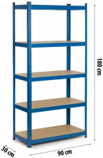 Металевий стелаж Humberg 180x90x40 см синій 5 полиць - Зображення 2