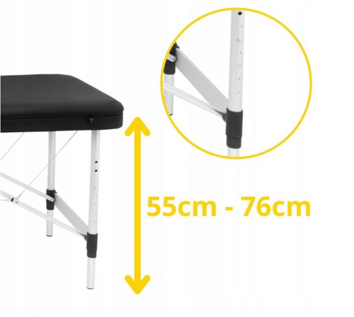 Розкладний масажний стіл алюміній 4FIZJO чорний Професійний комфорт і надійність для масажу - Зображення 4