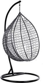 Підвісне садове крісло кокон сірий Velaco ITAKA-GR-OKR-BL з чорною подушкою- Ідеальний комфорт та елегантність - Зображення 3