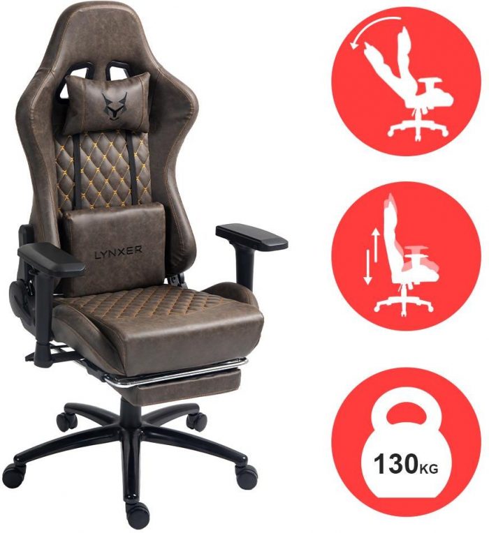 650a09ee-4d94-41a0-9a41-0b4389cb5486_i-lynxer-prestige-brazowy Геймерське крісло Lyner chairs екошкіра чорна максимальний комфорт - Зображення 2