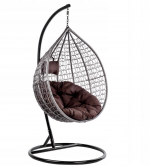 Підвісне садове крісло кокон сірий GT-Sport ITAKA-GR-OKR-BR з коричневою подушкою - Зображення 2
