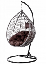 Підвісне садове крісло кокон сірий GT-Sport ITAKA-GR-OKR-BR з коричневою подушкою - Зображення 3