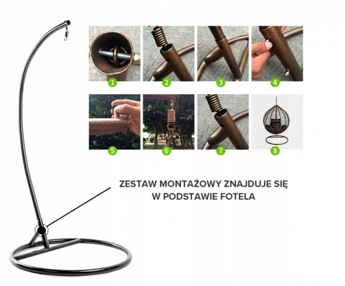 6550660478_w640_h640_6550660478 Підвісне окремо стояче крісло кокон сірий Velaco ITAKA-GR-OKR-BR з коричневою подушкою - Зображення 6