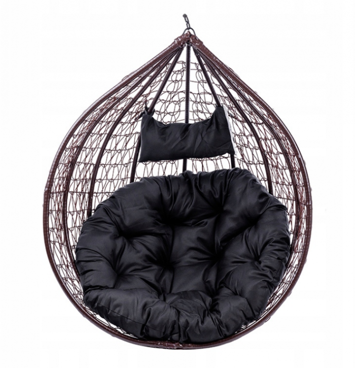 Підвисне садове крісло кокон коричневий Velaco ITAKA-BR-OKR-BL коричневе+чорна подушка-Ідеальне поєднання комфорту та стилю - Зображення 4