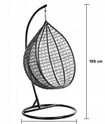 Підвисне садове крісло кокон коричневий Velaco ITAKA-BR-OKR-BL коричневе+чорна подушка-Ідеальне поєднання комфорту та стилю - Зображення 5