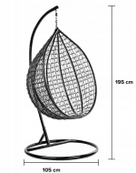Підвісне садове крісло кокон коричневий GT-Sport ITAKA-BR-OKR-GR сіра подушка - Зображення 3